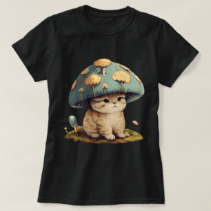 Camiseta Cottagecore Cat Gorra de hongos Aesthetic Kawaii