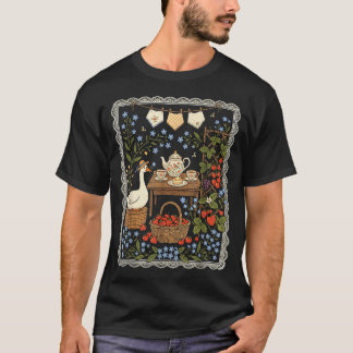 Camiseta Cottagecore Coquette Ganso Fiesta del Té Jardinerí