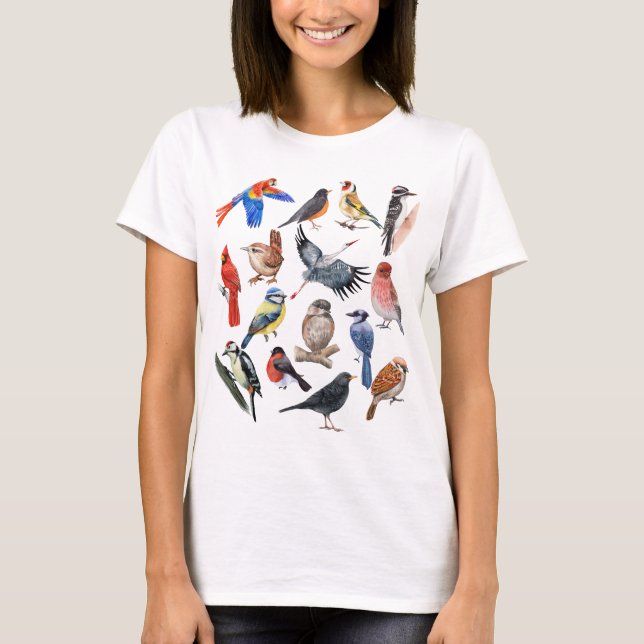 Camiseta Cottagecore de Aves Vintage (Anverso)