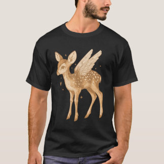 Camiseta Cottagecore de Ciervo Alado Místico