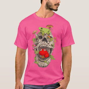 Camiseta Cottagecore Frog Skull Colector de hongos Aestheti