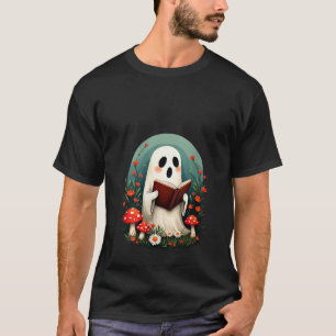 Camiseta Cottagecore Ghost Reading Book Mushroom Flo