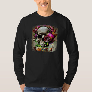 Camiseta Cottagecore gótico de hongos de cráneo