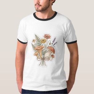 Camiseta Cottagecore Hongo Flor Silvestre Acuarela Botánica