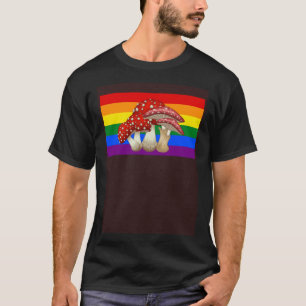 Camiseta Cottagecore Mushroom Love Gay Pride Flag Mycology
