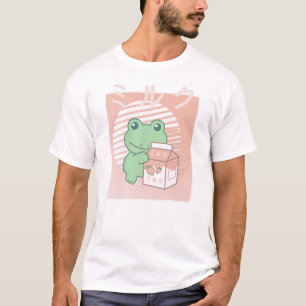Camiseta Cottagecore Rana estética Kawaii Leche de fresa