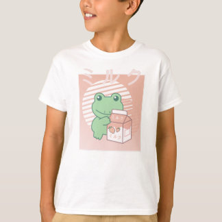 Camiseta Cottagecore Rana estética Kawaii Leche de fresa