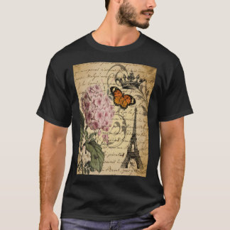 Camiseta Cottagecore Vintage Paris Hydrangea Floral