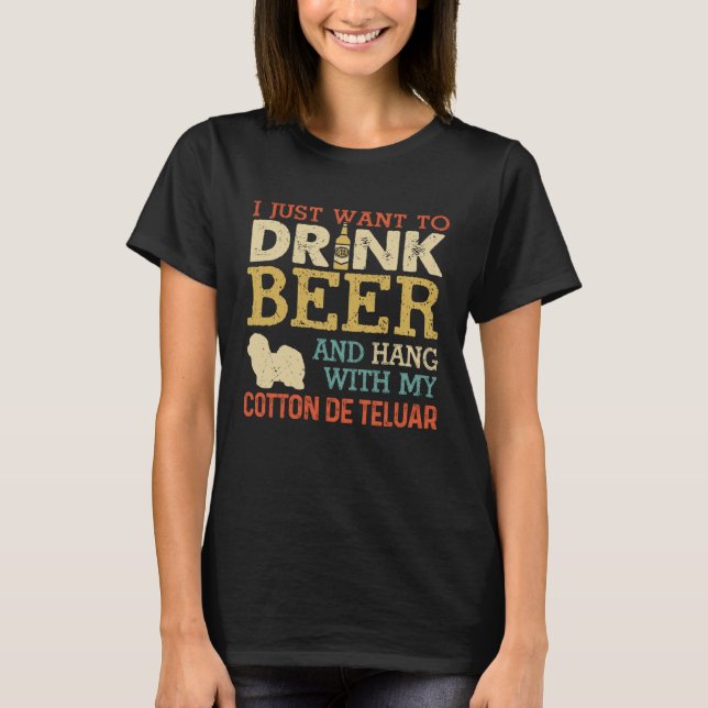 Camiseta Cotton De Teluar Dad Drink Beer Hang With Dog  Vin (Anverso)