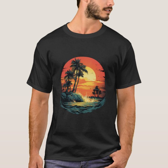 Camiseta Coucher de Soleil et Vagues (Anverso)