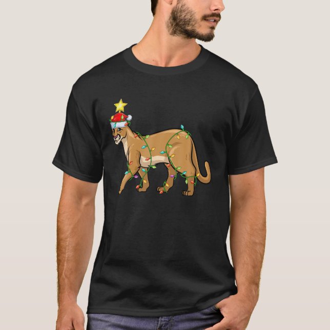 Camiseta Cougar Lighting Xmas Tree Matando a Cougar Christm (Anverso)