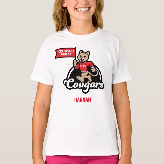 Camiseta Cougar Mascot Elemental del bosque de Cre (Anverso)
