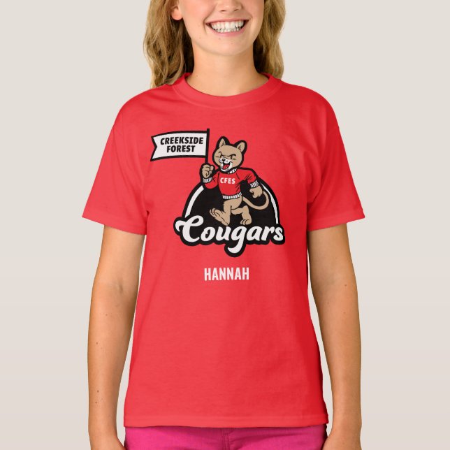 Camiseta Cougar Mascot Elemental del bosque de Cre (Anverso)