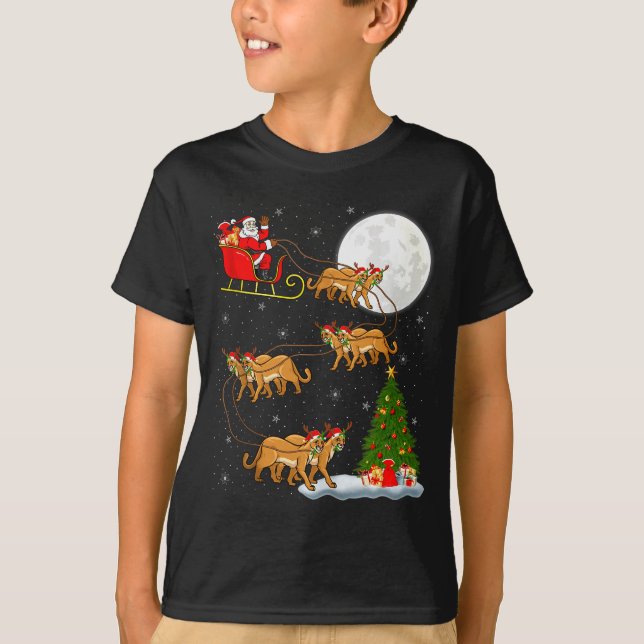 Camiseta Cougar Santa Sleigh Flying Funny Magical Christmas (Anverso)