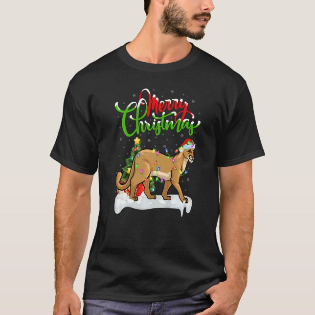 Camiseta Cougar  Xmas Decorations Santa Cougar Christmas (Anverso)