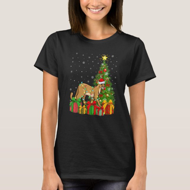 Camiseta Cougar  Xmas Holiday Santa Cougar Christmas Tree (Anverso)