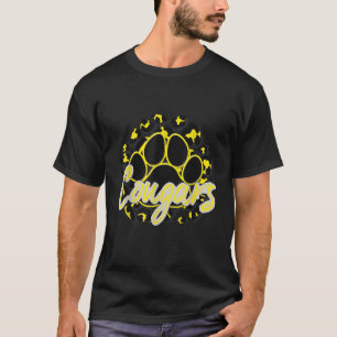 Camiseta Cougar Yellow Black Cheetah School Sports Fan