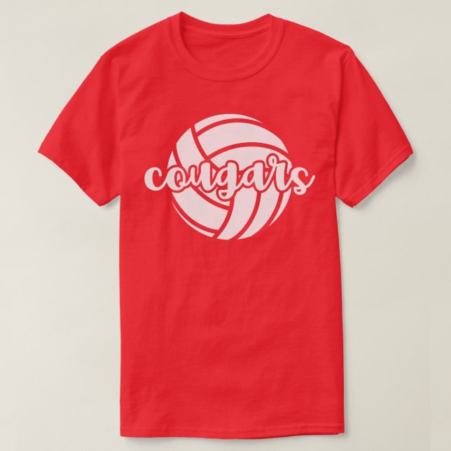 Camiseta Cougars Volleyball Team Mascot School Spirit Game  (Diseño del anverso)