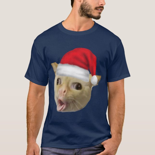 Camiseta Coughing Cat In Christmas Meme friends (Anverso)
