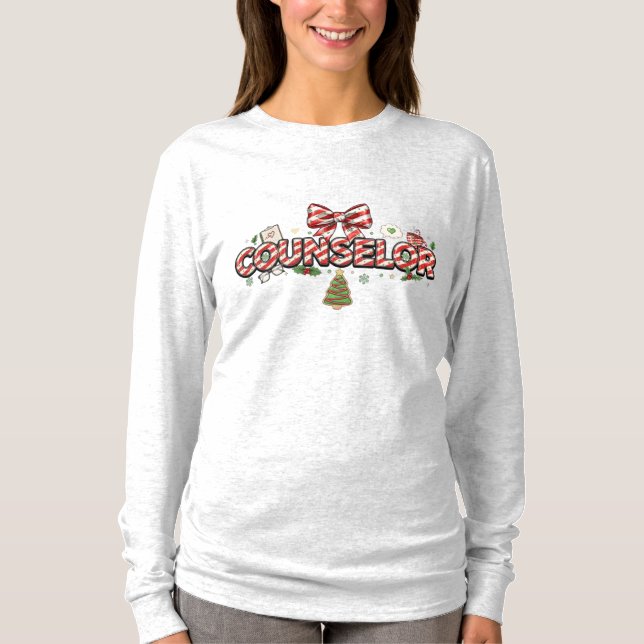 Camiseta Counselor Christmas Long Sleeve – Playful Holiday (Anverso)