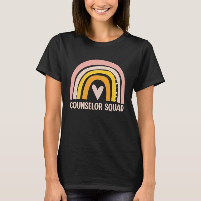 Camiseta Counselor Squad  School Counselor Boho Rainbow (Anverso)