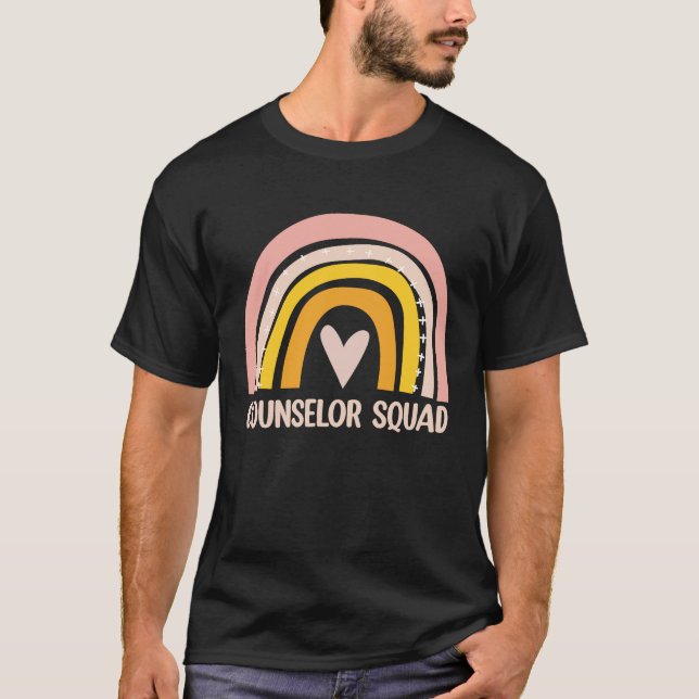 Camiseta Counselor Squad  School Counselor Boho Rainbow (Anverso)