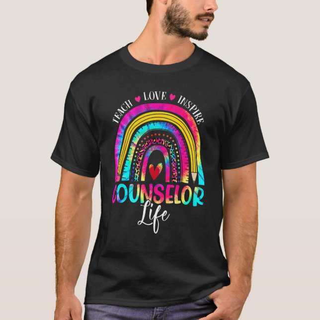Camiseta Counselor Teacher Rainbow Tie Dye First Day Of Sch (Anverso)