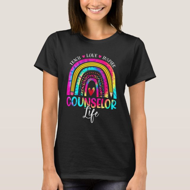 Camiseta Counselor Teacher Rainbow Tie Dye First Day Of Sch (Anverso)