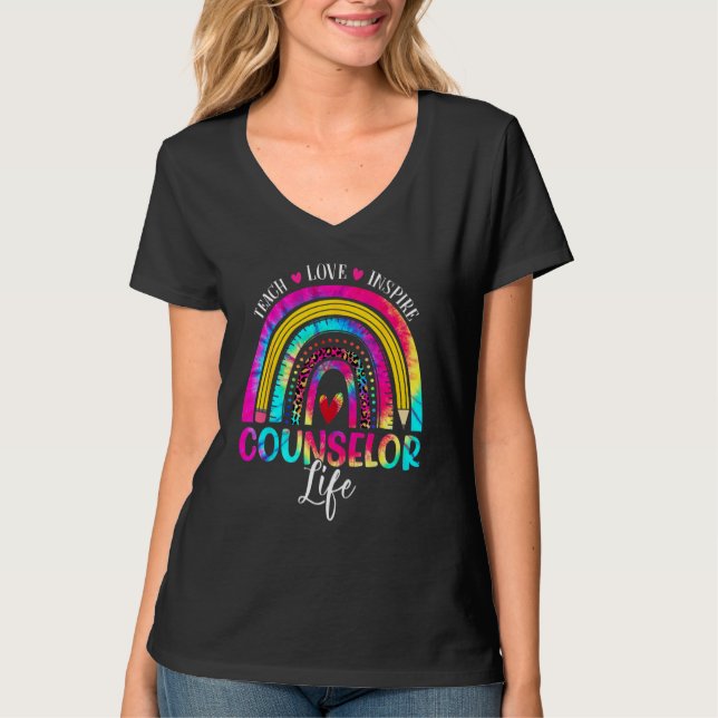 Camiseta Counselor Teacher Rainbow Tie Dye First Day Of Sch (Anverso)
