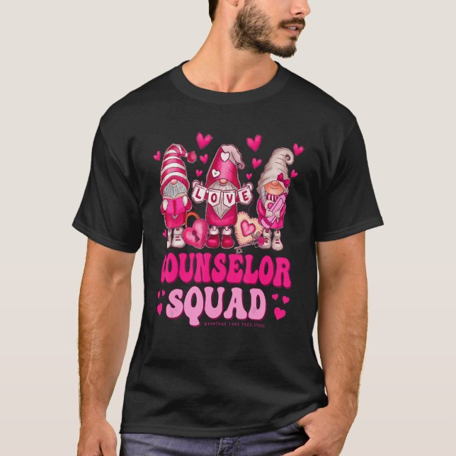 Camiseta Counselor Teacher Squad Valentines Day Gnomes Hold (Anverso)