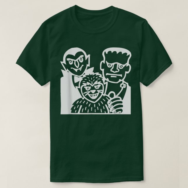 Camiseta Count Dracula, Frankenstein and Wolfman Halloween  (Diseño del anverso)