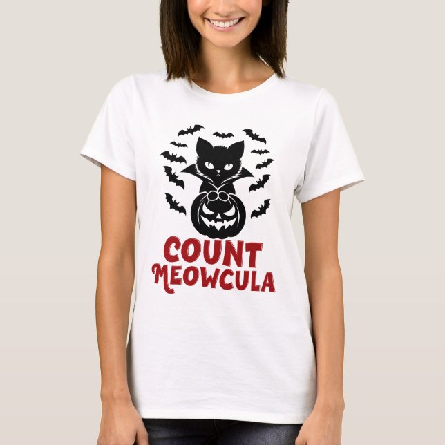 Camiseta Count Meowcula, Spooky Black Cat (Anverso)