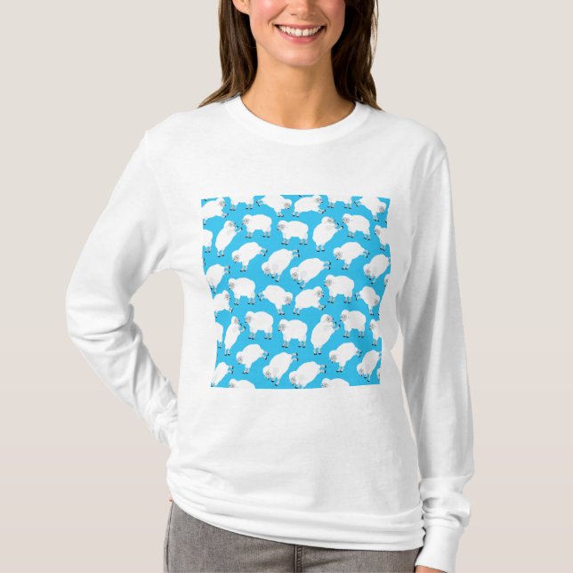 Camiseta Counting Sheep Blue Nursery Pattern (Anverso)