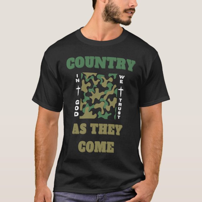 Camiseta Country As They Come  In God We Trust  Camo  South (Anverso)