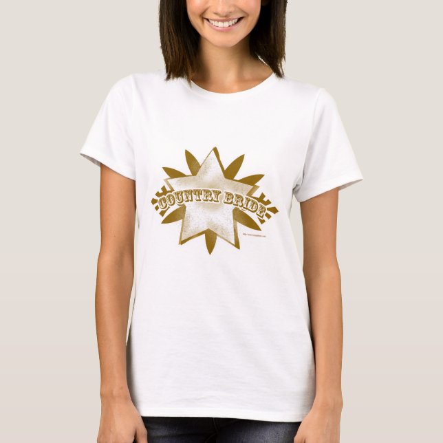 Camiseta Country Bride Diversión Rural Boda Marrón Logo (Anverso)