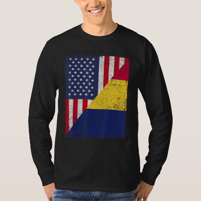 Camiseta Country Flag Design  Half USA Half Chad (Anverso)