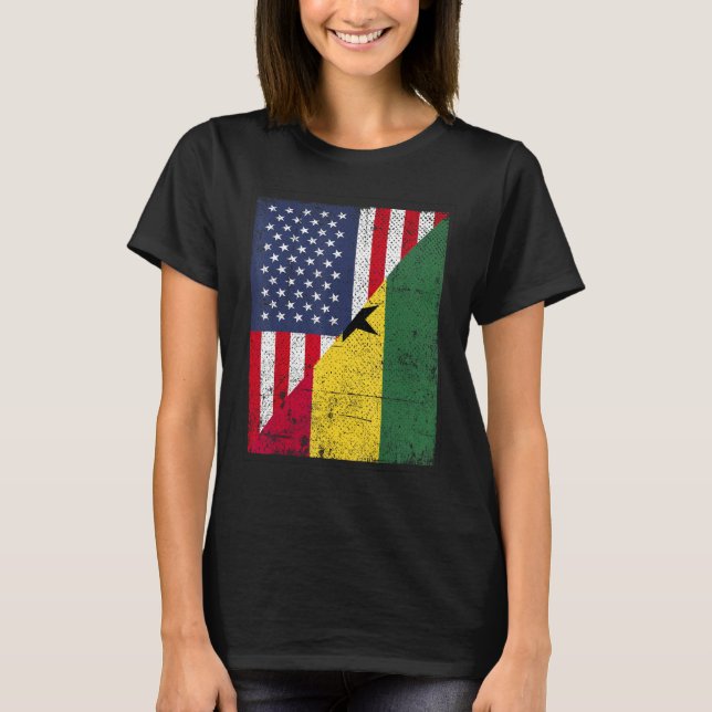 Camiseta Country Flag Design  Half USA Half Ghana (Anverso)