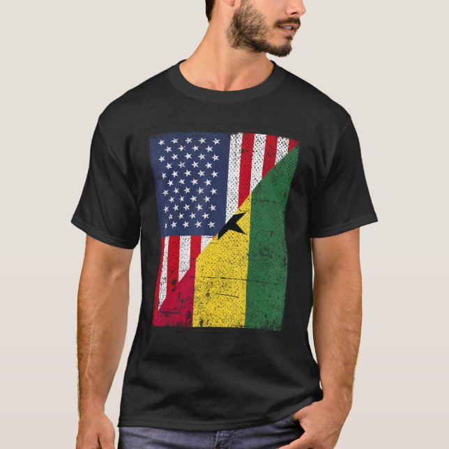 Camiseta Country Flag Design  Half USA Half Ghana (Anverso)