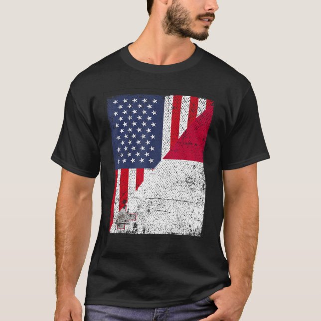 Camiseta Country Flag Design  Half USA Half Malta (Anverso)