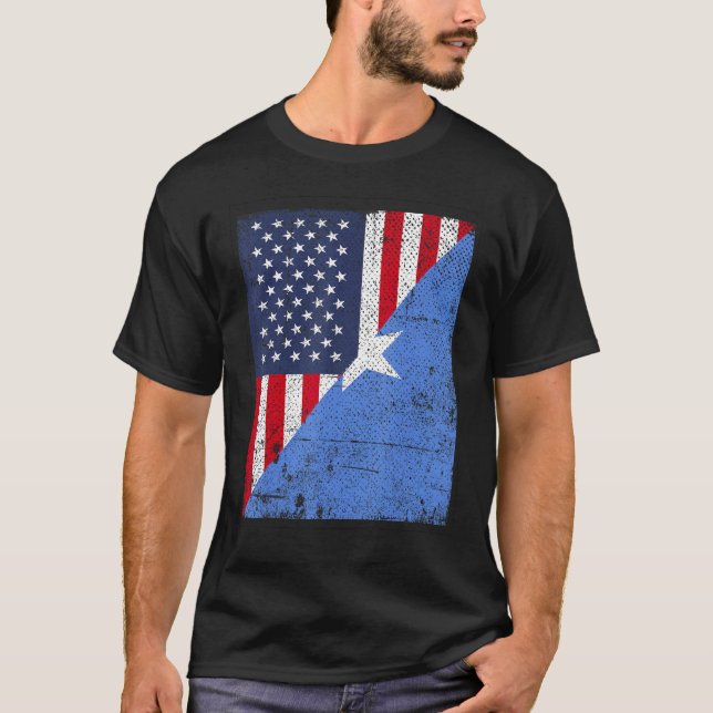 Camiseta Country Flag Design  Half USA Half Somalia (Anverso)