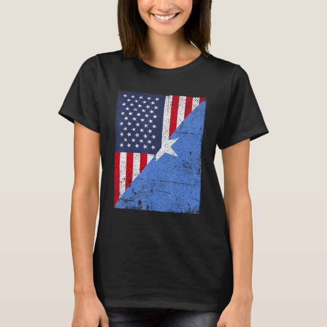 Camiseta Country Flag Design  Half USA Half Somalia (Anverso)