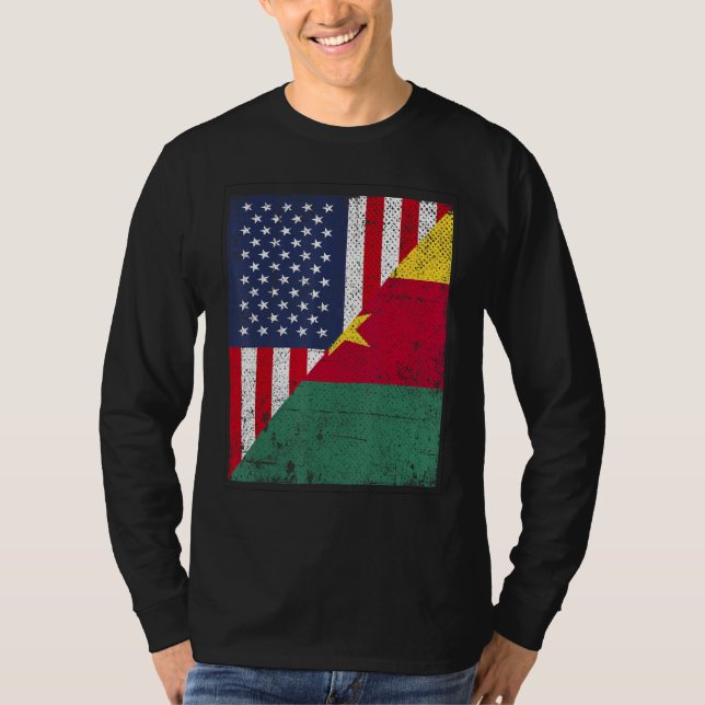 Camiseta Country Flag  Half USA Half Cameroon (Anverso)