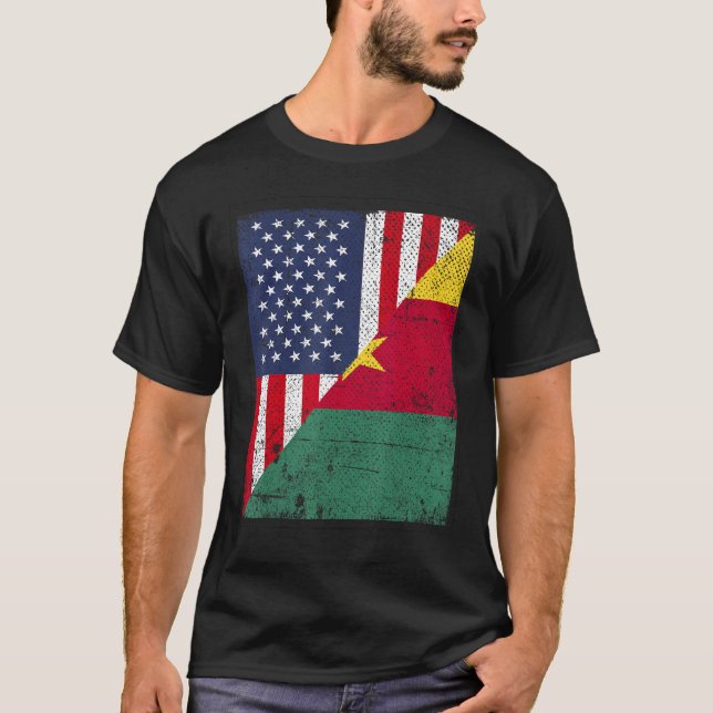 Camiseta Country Flag  Half USA Half Cameroon (Anverso)