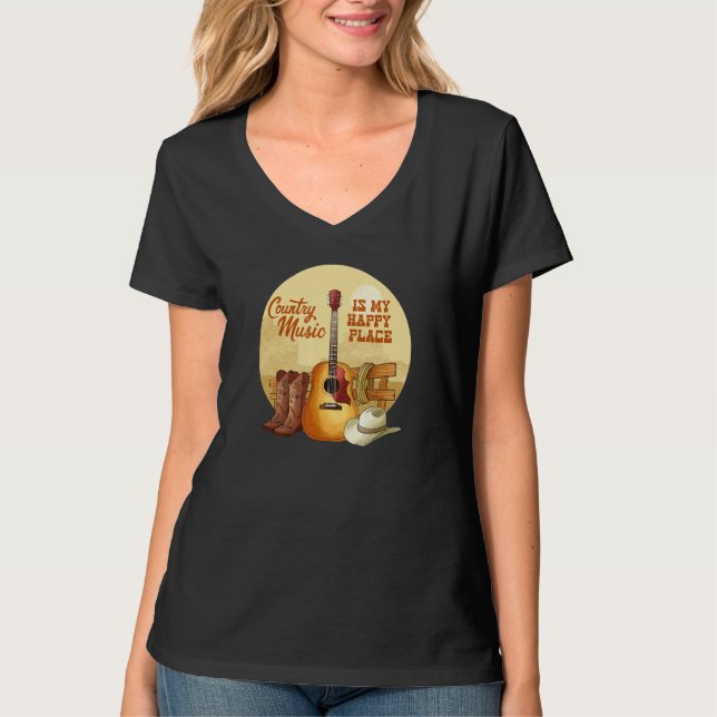Camiseta Country Music is My Happy Place Country Lifestyle  (Anverso)