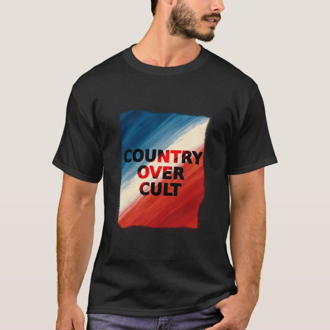 Camiseta Country Over Cult – Patriotic Paint Streaks (Anverso)