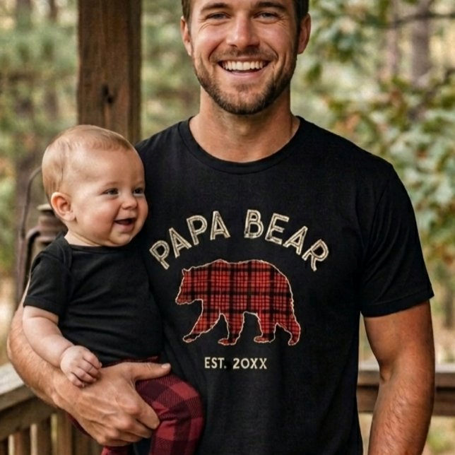 Camiseta Country Plaid Papa Bear Father Year Established (Subido por el creador)
