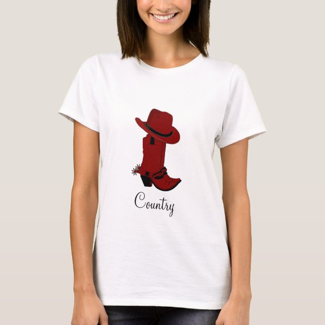 Camiseta Country Red Hat & Boots (Anverso)