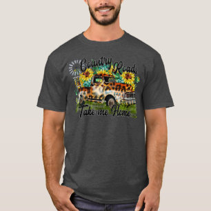 Camiseta Country Roads Leopard Truck Sunflower Windmill Wes