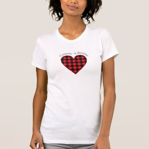 Camiseta Country Valentine Buffalo Check Heart Plaid