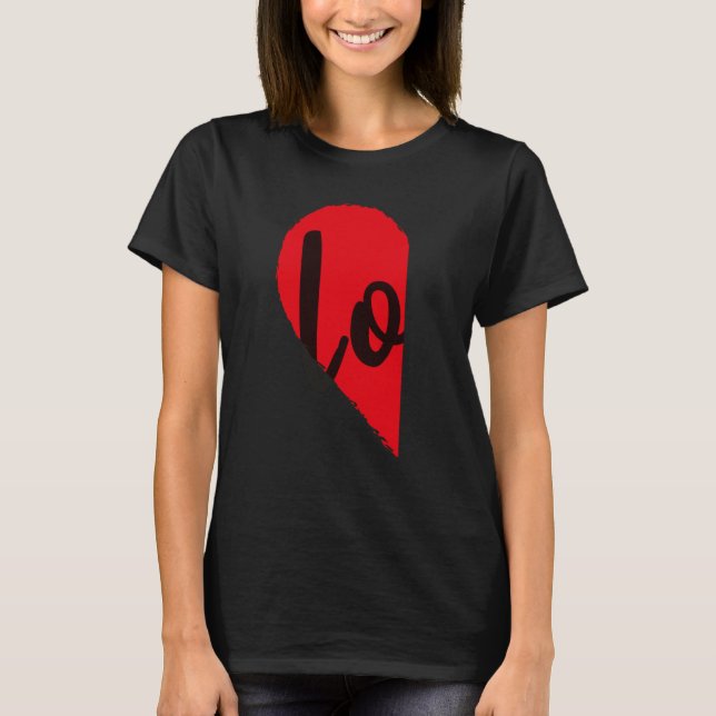 Camiseta Couple Half Heart LOVE  Valentines Day Women Men A (Anverso)